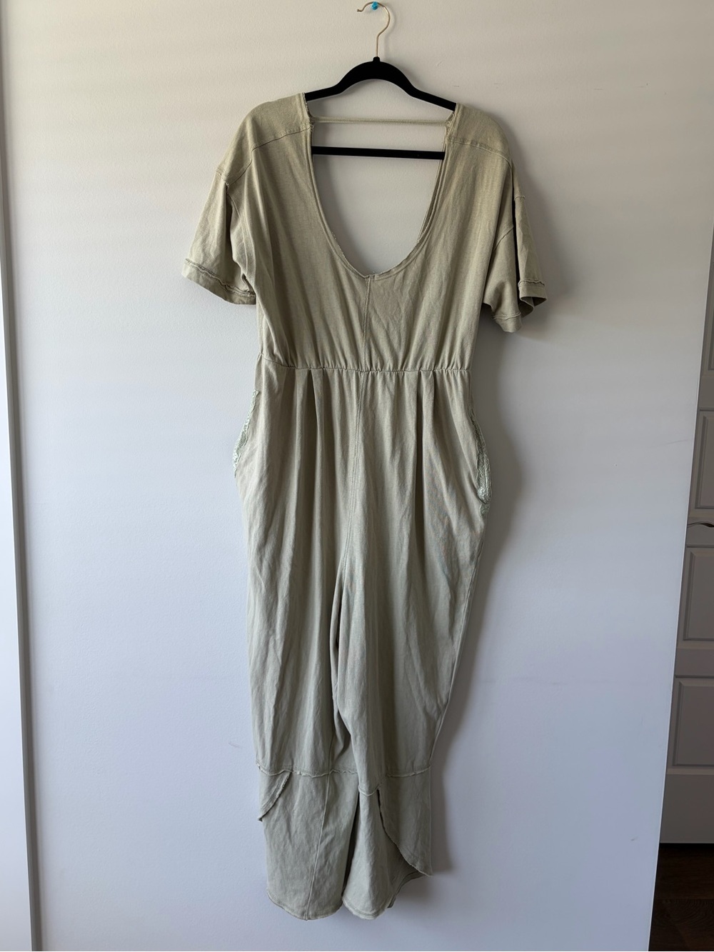 Free People NWT Lima Bean Moss Harem Jumpsuit Medium Boho Oversized